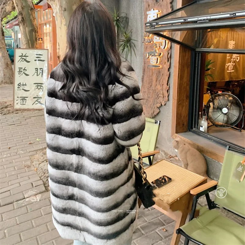 New Fashion Otter Rabbit Fur Coat For Woman 100% Real Natural Rex Rabbit Fur Leather Jacket Winter Warm Trend Girls' Clothing