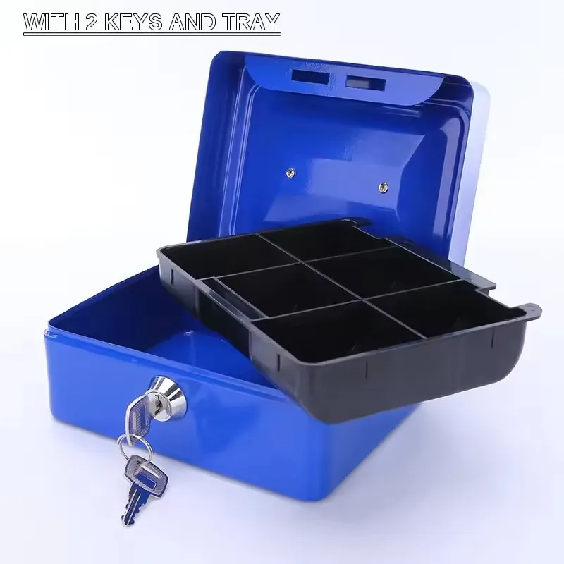 12Inch Portable With Tray Key Code Lockable Petty Cash Box Home Store Jewelry Money Watch Deposit Steel Tin Metal Safe Box