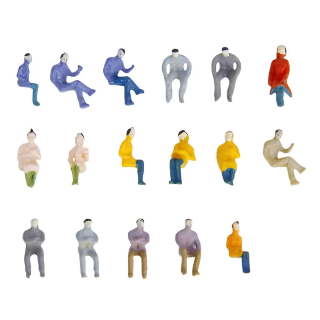 Model Train People 100 Piece Set Plastic Miniature Painted Seated Figures for Railway Platform Scene