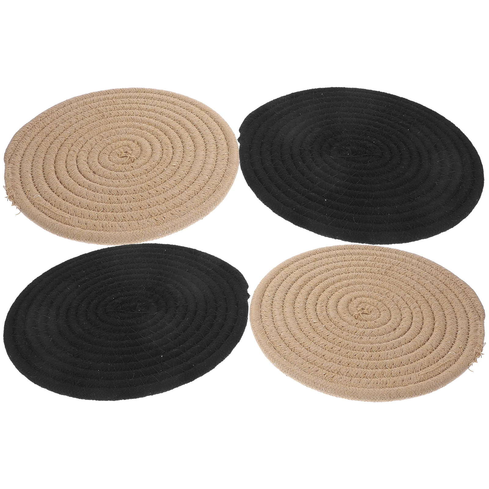 

4Pcs Round Woven Pot Holders Heat Resistant Cotton Placemat Kitchen Table Protector Woven Potholder Pot Holders