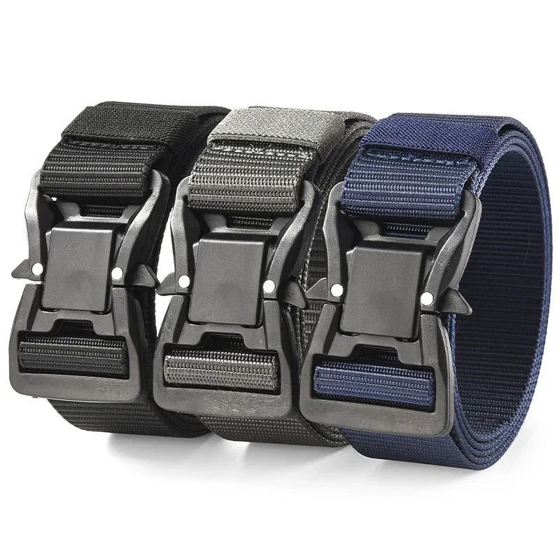 Men's Multi-functional Tactical Canvas Belt - Plus Long Size 125-180cm, Magnetic Quick Release Alloy Buckle, Plus Size