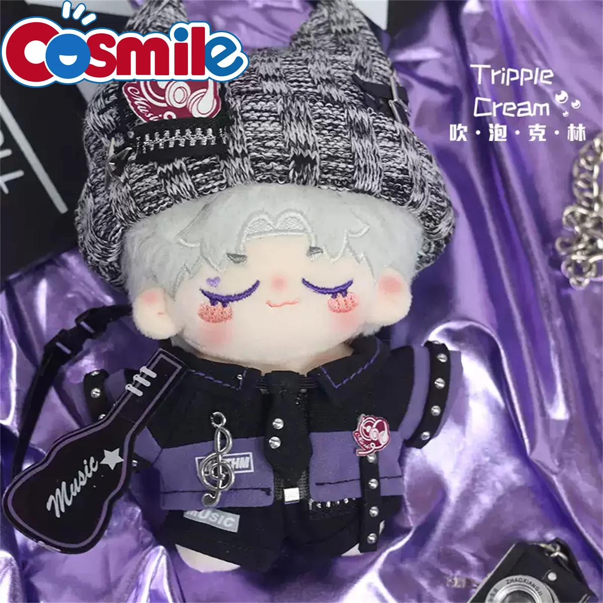 10cm 20cm Doll Clothes Music Rock Boy Cat Ear Rock Hat Guitar Rivet Overcoat Suit Plushies Plush Doll Accessories Anime Toy Kids