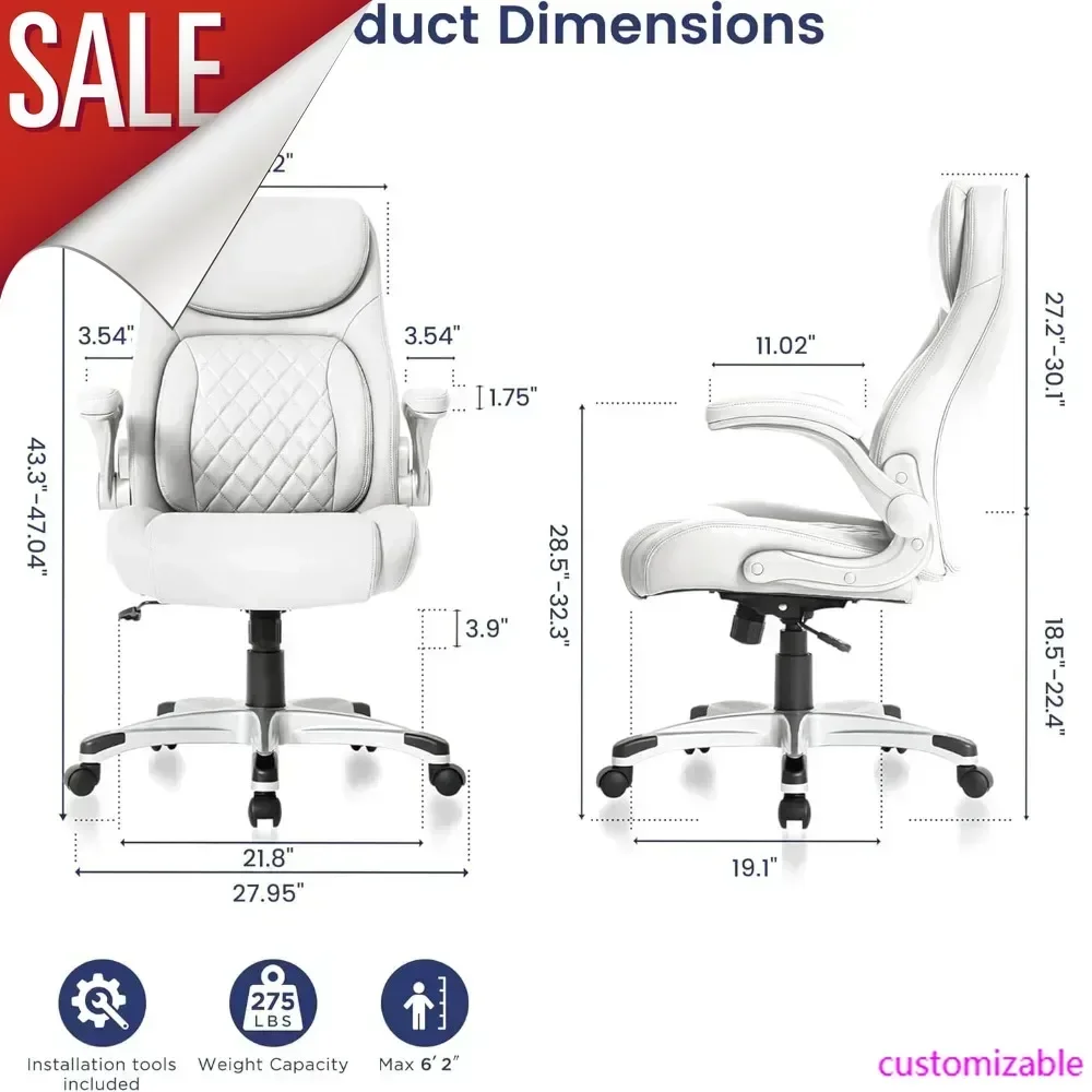 

2025-Ergonomic Office Chair Premium Microfiber Leather Adjustable Lumbar Support & Armrests, High Back Comfy Desk Gaming Chairs