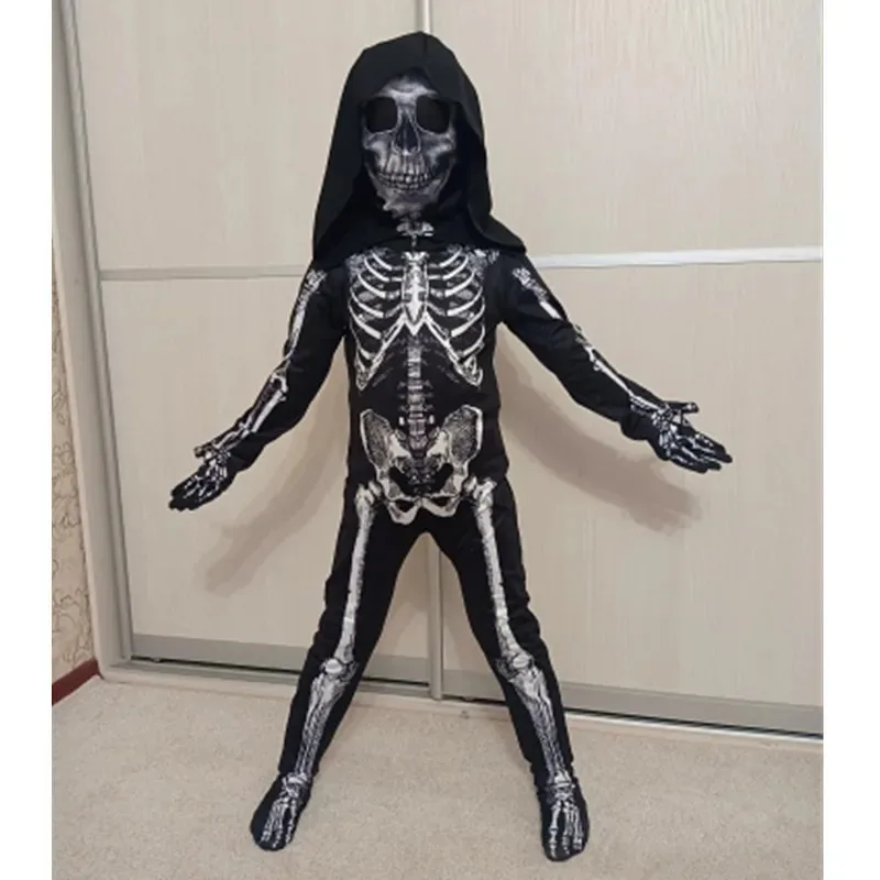 

XT8Halloween Skull Costume Children's Terror Dress Up Hooded Game Cosplay Holiday Gift CostumeXT6@!