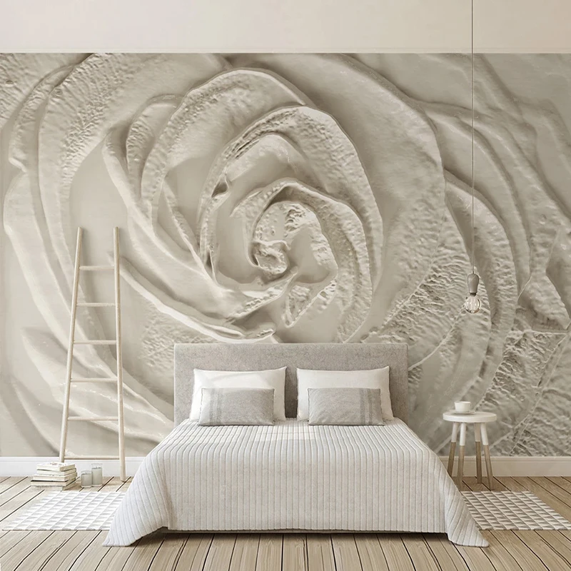 Custom Photo Wall Paper 3D Embossed Non-woven Rose Flower Fresco Bedroom Living Room TV Background Modern Large Mural Wallpaper