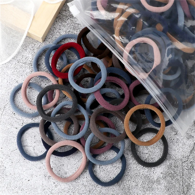 50pcs/set Packing Women Girls Hair Bands Simple Solid Colors Elastic Headband Hair Ropes Ties Hair Accessories Ponytail Holder