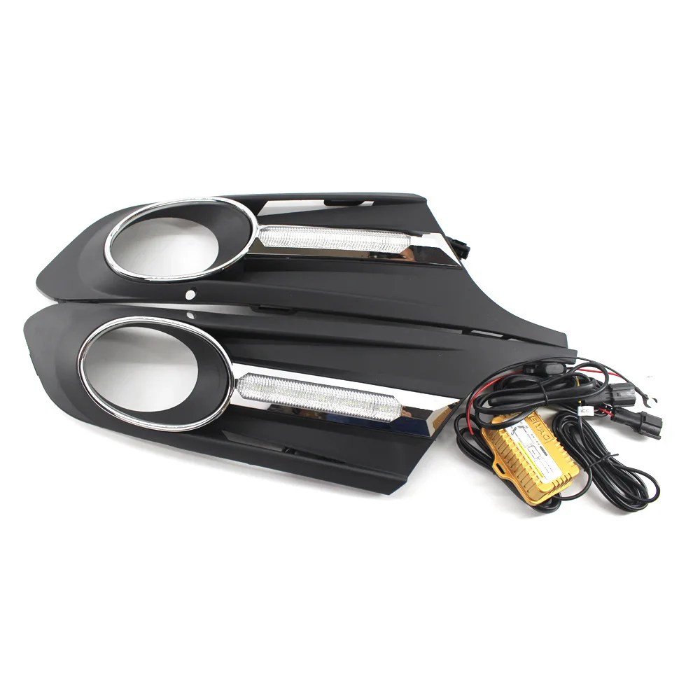 

Car Front Bumper Modified LED Fog Light Grille Frame for Volkswagen New Sagitar 2011-2014 Daytime Running Light Grille