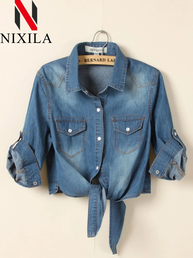 Spring Autumn Jean Jacket for Women Korean Fashion Denim Coats Elegant Sexy Long Sleeved Tops Retro Cardigan for Female Clothing