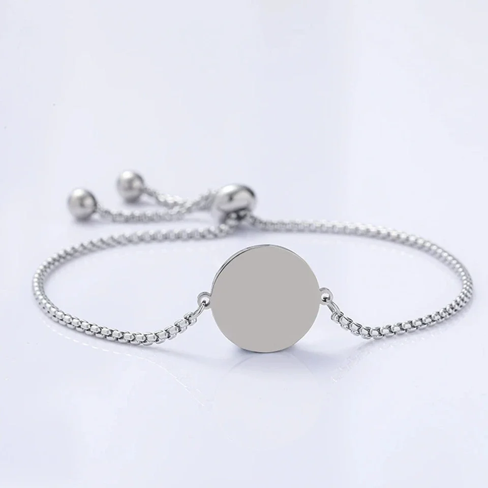 10 Fashionable Stainless Steel Circular Blanket Labels, Couple Friendship Mirror Pendants, Adjustable Bracelets, Jewelry Gifts