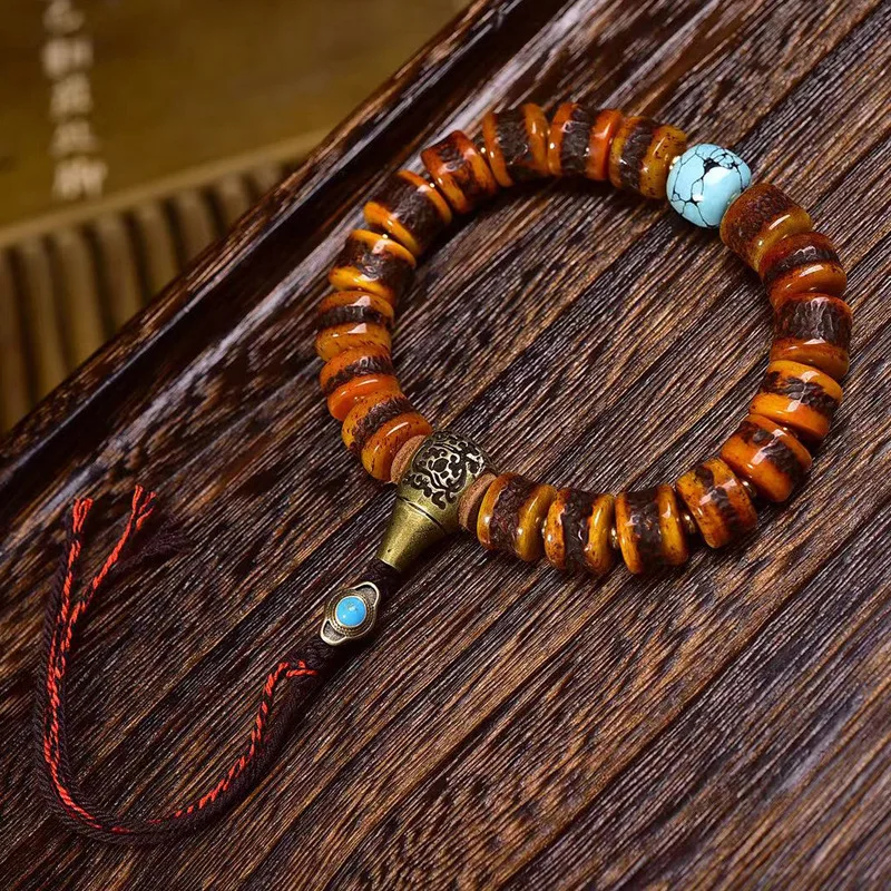 Yak Bone Single-Wrap Bracelet Old Copper Tee Beiyun Turquoise Beads Accessories Men And Women Retro Amusement Article Bra