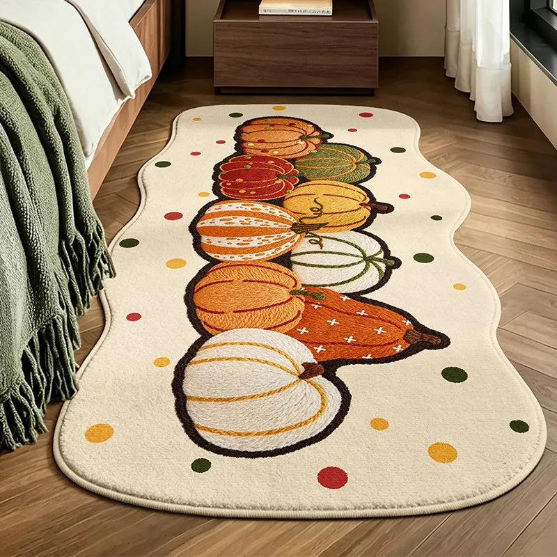 Bedroom Carpet Soft Comfortable Bedside Rug Living Room Carpets Faux Cashmere Cartoon Pumpkin Pattern Floor Mat Home Decor Rugs