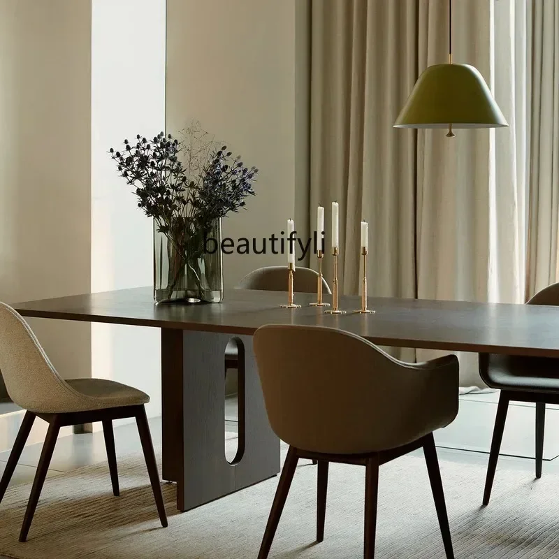 TTT New arrive Italian minimalist solid wood dining table rectangular desk medieval large long table office conference table