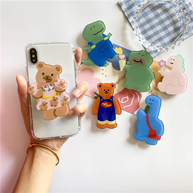 Penyangga Ponsel Beruang Dinosaurus Lucu, Penyangga Universal untuk Bersantai, Aksesoris Cocok untuk IPhone 17 16, Penyangga Soket, Penahan Ponsel