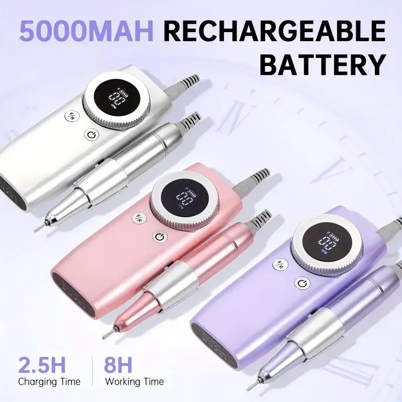 

45000 об/мин дрель для ногтей перезаряжаемый портативный электрический станок для полировки ногтей с фрезой инструменты для ногтей для маникюра