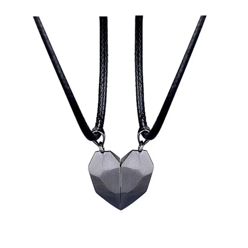 Good Simple Quality Couple Pendant Necklace Electrocardiogram,Magnetic Heart,Pendant Splicing Necklace Valentine\'s Day Gift