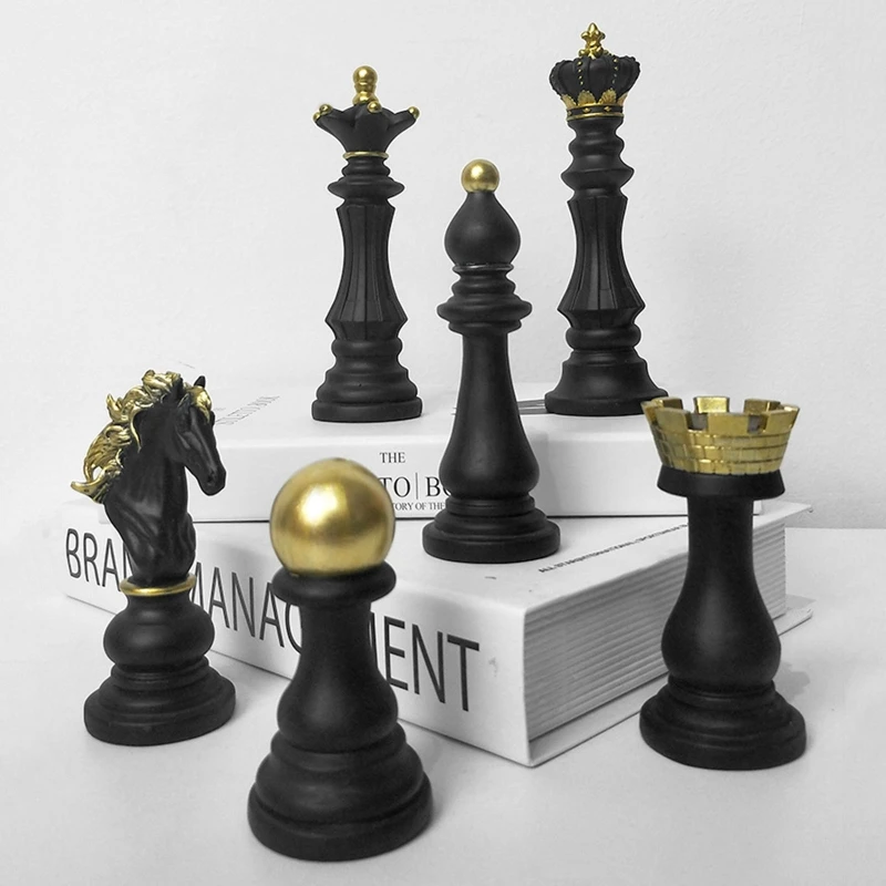 Chess King Queen Knight Statue Sculpture Ornament Collectible Figurine Craft Furnishing for Home House Decorations