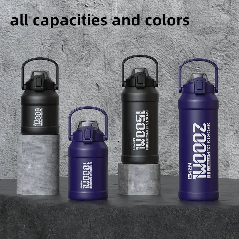 2L Thermal Water Bottle Insulated Mug Vacuum tea Water Bottle Stainless Steel coffee Bottle Portable Fitness Water Bottle