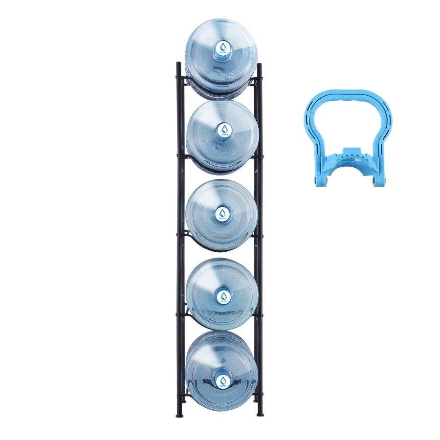 

Подставка для 5-уровневого хранения бутылей с водой, органайзер для 5-галлонных бутылей, однорядное хранение для 5 бутылей, прочная подставка для воды