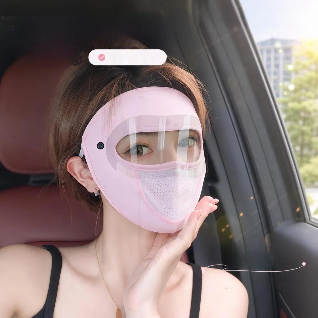 Women's New Summer Cycling Neck Protection Sunscreen Face Mask Breathable Dustproof Full Face UV Protection Ice Silk Mask