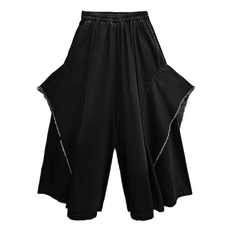 NYFS خمر المرقعة شخصية فضفاضة حجم كبير الجينز النسائية عالية الخصر بنطلون الخريف موضة الدنيم واسعة الساق السراويل #6