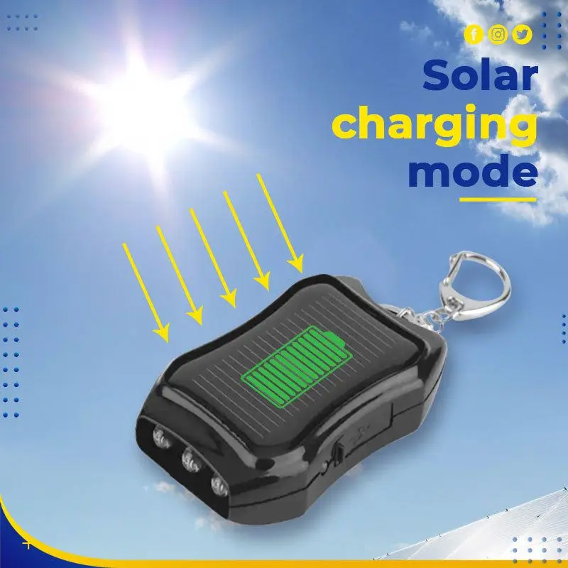 

1200mAh Keychain Solar Battery Charger With Flashlight Mobile Power Supply Energy Saving Battery Power Bank For Cellphone