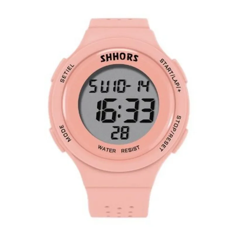 Shhors Watch Women Cute Pink Fashion Sport Led Digital Watches Ladies Silicone Band LED Electronic Wristwatches Montre Femme