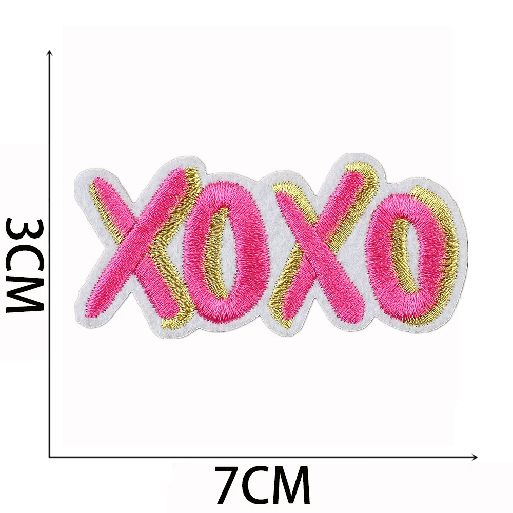 1pcs Patch Pink Heart Stickers Iron On Patches for Clothing Sewing Embroidery Fusible Applique Badge Decoration Stripes