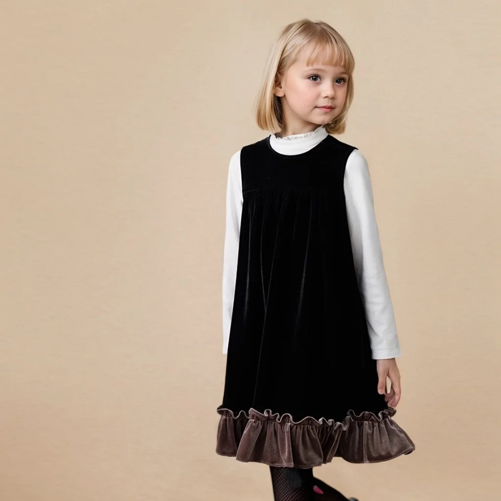 robe-en-velours-cotele-pour-filles-vetements-pour-enfants-gilet-noir-robe-carillon-douce-mere-et-enfants-anniversaire-mode-debut-d'automne-nouveau