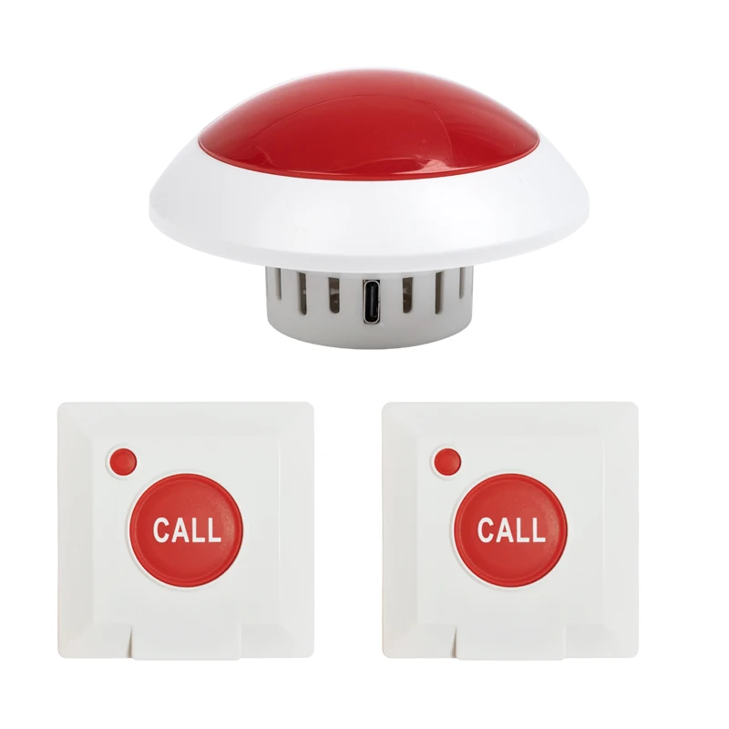 Caregiver Pager Toilet Alarm Bathroom Notice Kit Nurse Emergency Call System Pull Cord Button with Alert Light for Hospital