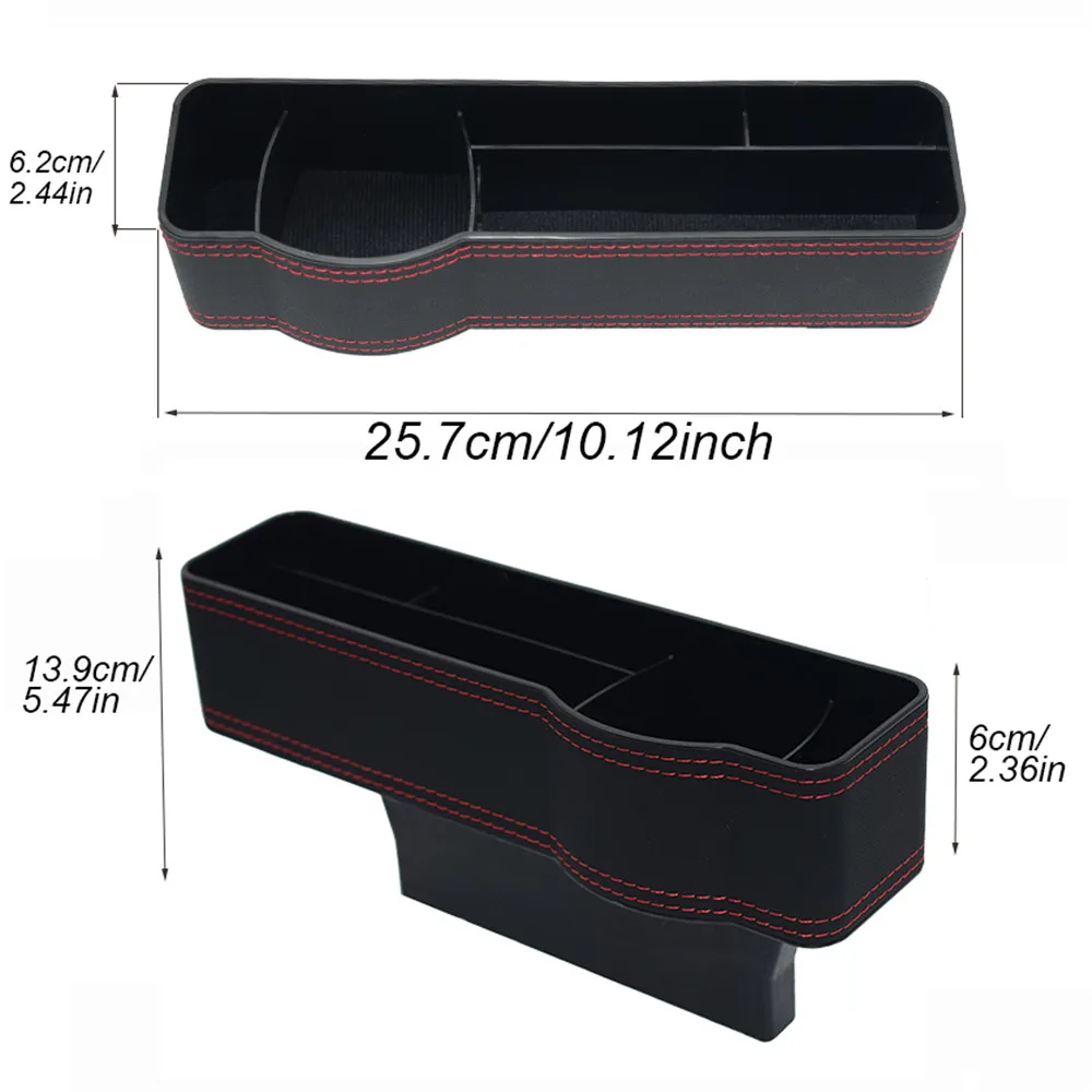 PU Leather Car Seat Gap Storage Box with Cup Holder Console Organizer Crevice Pocket Filler for Stowing Tidying Multifunctional