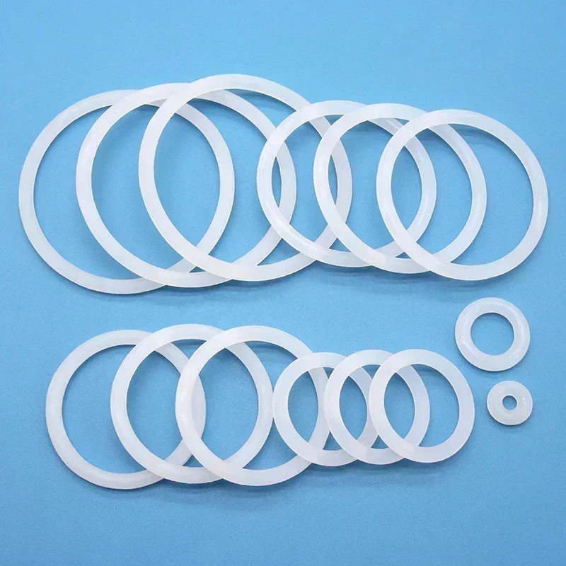 50pcs VMQ O Ring Gasket CS 1/2/3/4mm Thickness White Food Grade Waterproof Washer Nontoxic Round O Shape Silicone Rubber Ring