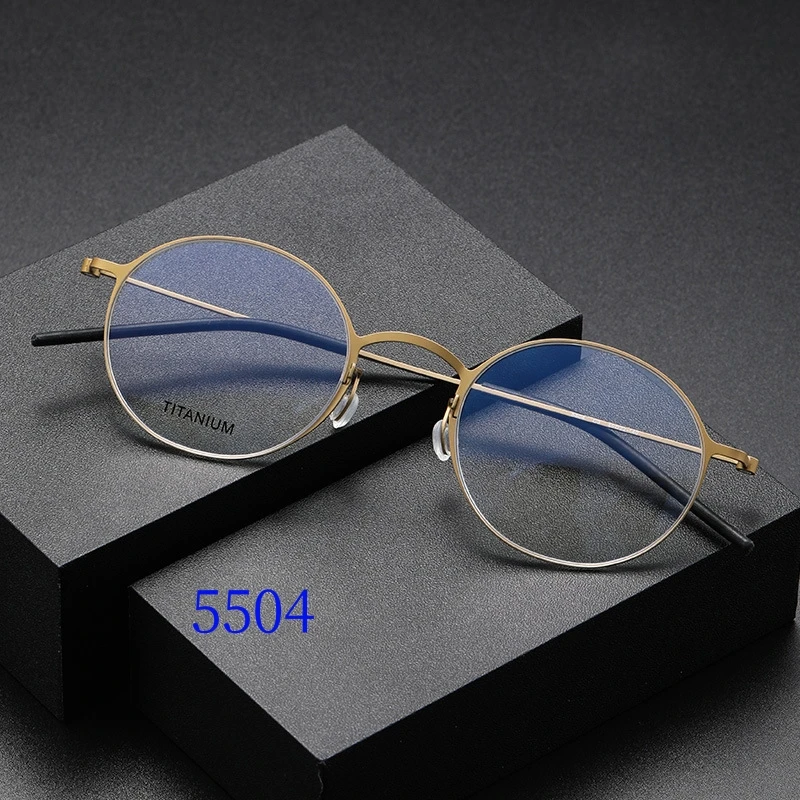 

Denmark Small Round Ultra Thin Light Titanium Glasses Frame Men 5504 No Screw Eyeglasses Prescription Spectacle Frames Women