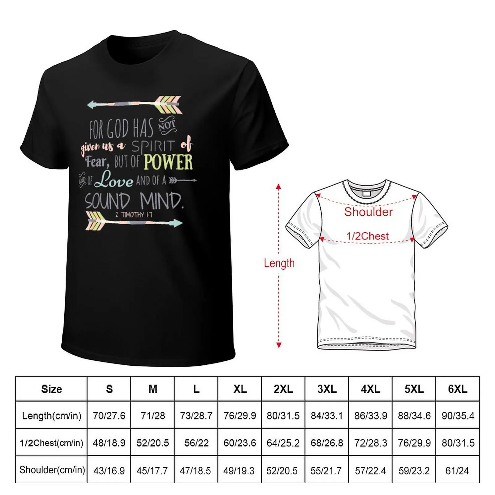 2 Timothy 1:7 Bible Verse T-Shirt Urban Style Casual Short Sleeve Top