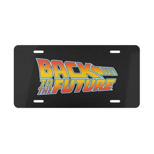 Regreso al futuro Etiqueta frontal para matrícula Estilo tocador Fondo negro - NUEVO