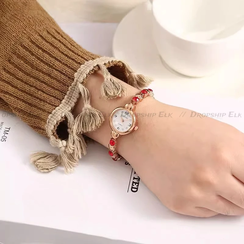 Female Bracelet Orologio Diamond Mini Dial Wristwatch Elegant Watch for Women Quartz Watches Gold Sliver Metal Band Ladies Reloj
