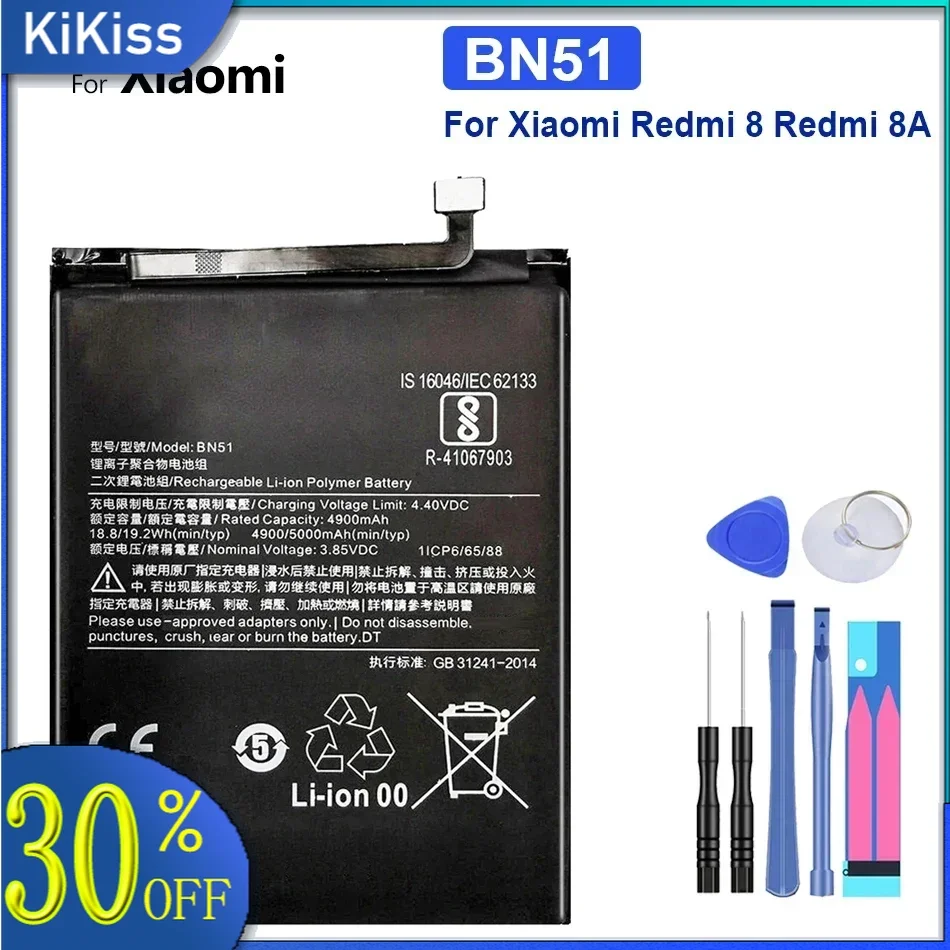 

New Replacement Battery 5000mAh BN51 For Xiaomi Redmi 8 Redmi 8A Redmi8 Phone Battery +Tools