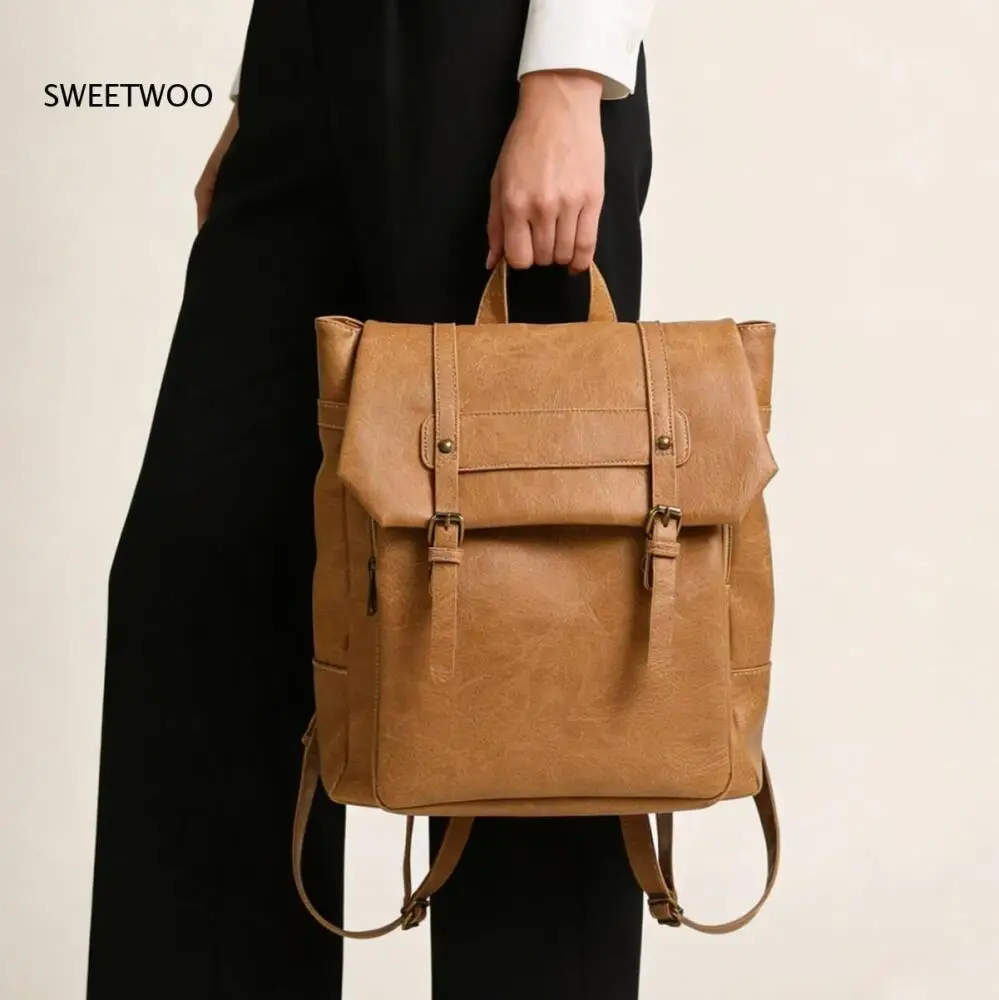 Coffee-Tone Retro Urban-Ready Casual Commute Student Daypack