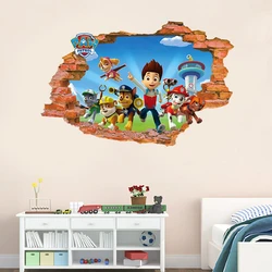 Cartoon 3D Paw Wall Stickers For Kids Rooms Living Room Boys Girls Children Bedroom DIY Home Decor Dinner Plates Spoon Patroling