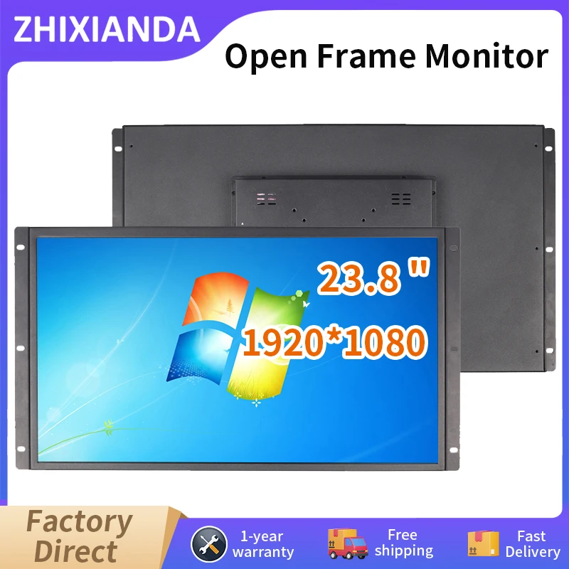 23.8 Inch 1920*1080 HD Capacitive Touch Screen Display VGA DVI Industrial Open Frame Monitor For Automation Equipment