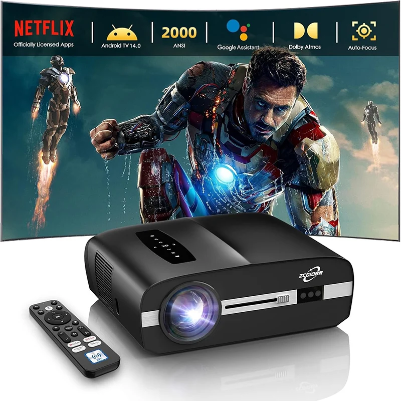 

Android 14 Projector 4K Full HD 1080P Home Theater Cinema Video Google Netflix Licensed Auto Focus 2000 ANSI Beam Projectors