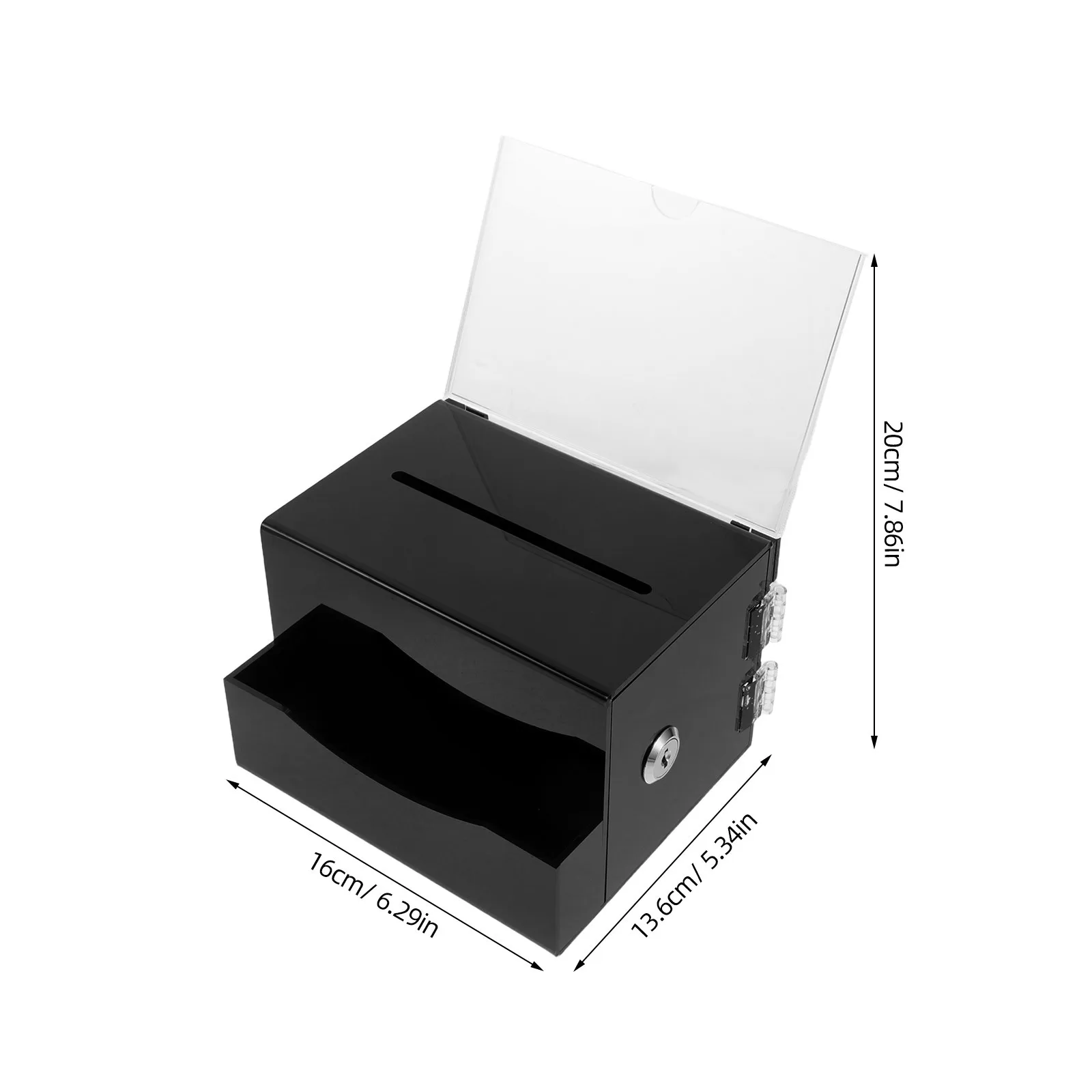 Frasco de ponta com trava - Caixa de doação de acrílico para dicas e votação - Caixa de sugestão com tampa - Porta-bilhetes de rifa - Bartender Cash