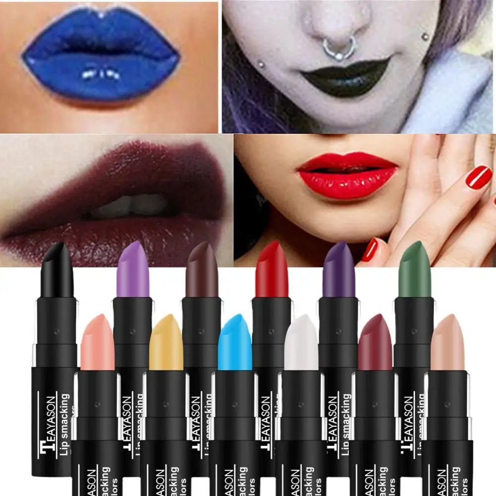 Lápiz labial de arcilla desnuda mate, 11 colores, resistente al agua, maquillaje de vampiro de larga duración, brillo de labios negro Punk, barra de pintura oscura, lápiz labial rojo