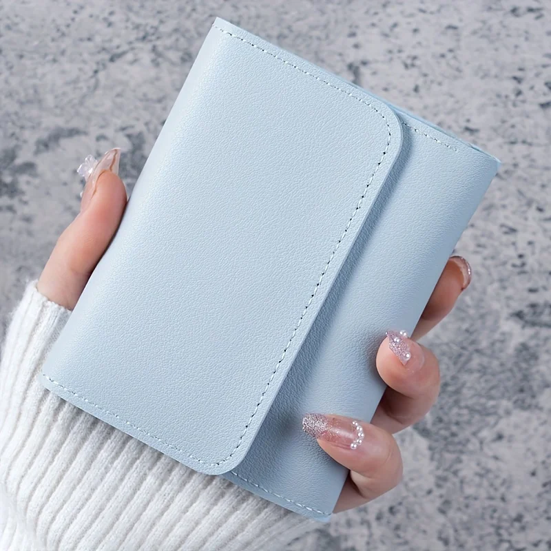 Fashion Ultra Thin Triple Fold Women's Short Wallet, Smooth Surface Multi-Card Holder Mini Coin Purse Ideal Daily Gift for Women