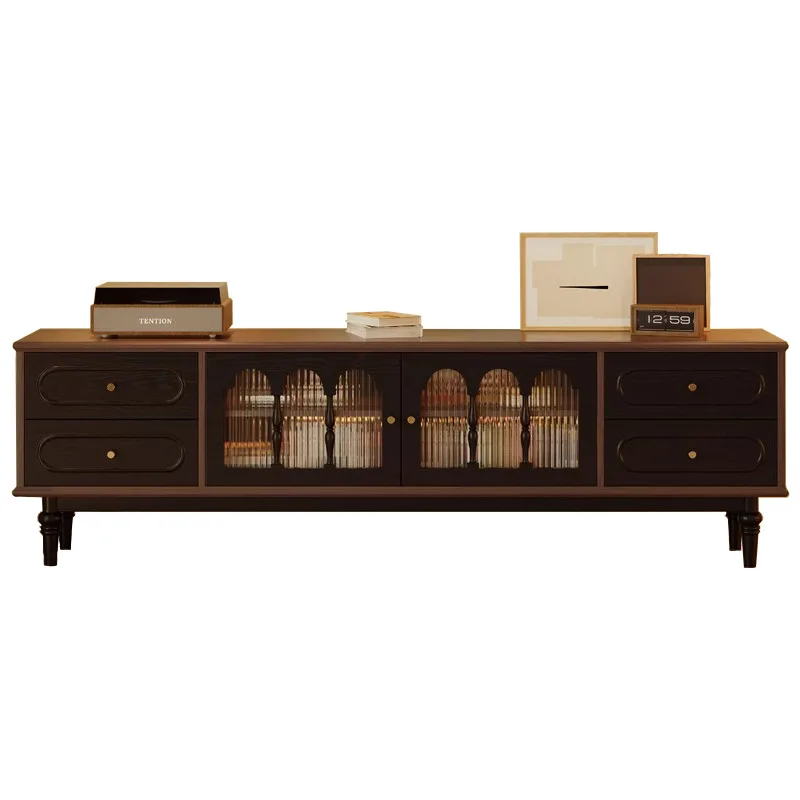 

French retro solid wood TV cabinet antique storage floor to ceiling TV cabinet American furniture