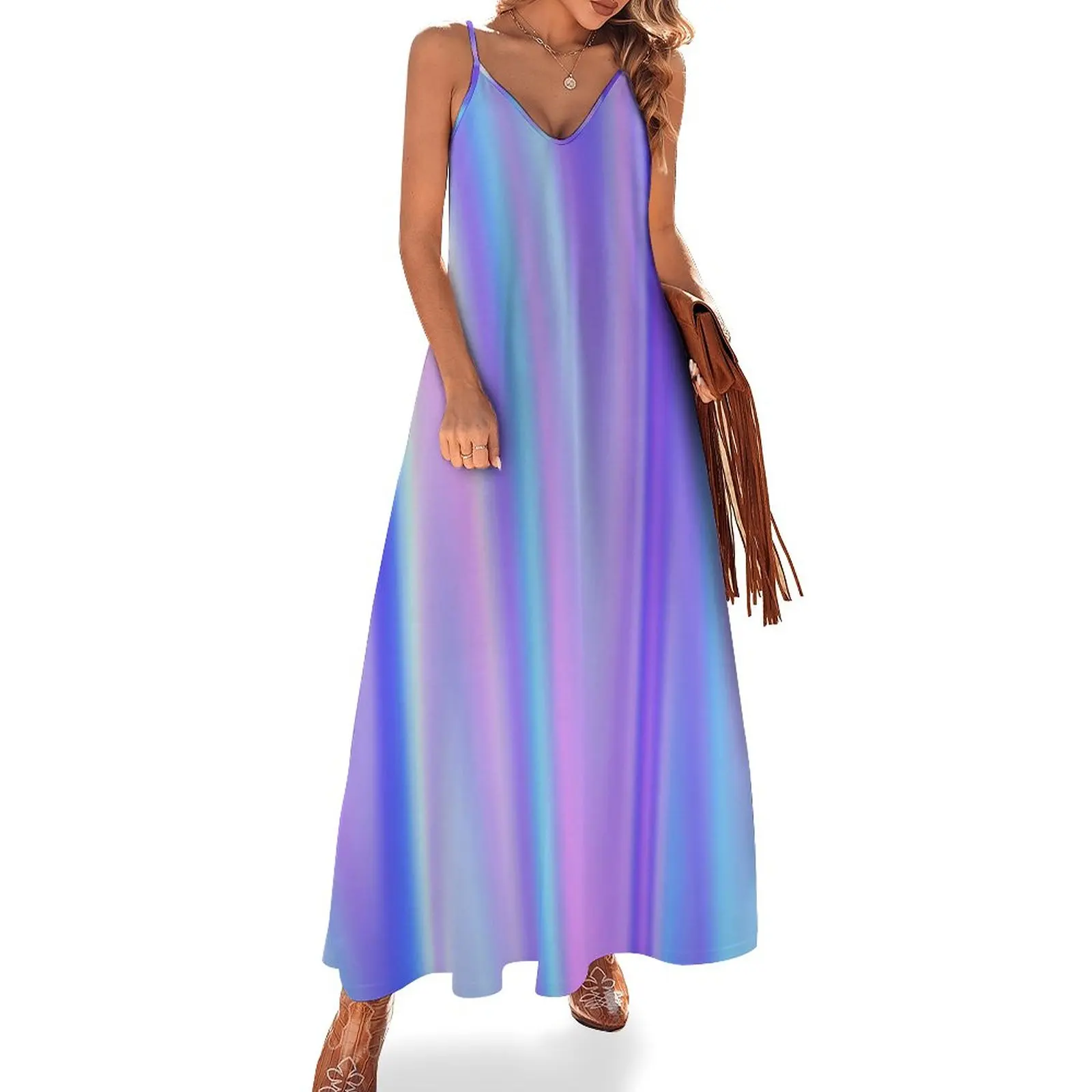 

Holographic Pastel Sleeveless Dress long dress women dress summer 2024 women fairy