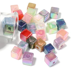 10Pcs/Lot 13-14mm Colorful Acrylic Beads Cube Square Spacer Loose Beads For DIY Crafts Ornament Making Clothing Finding Accesso