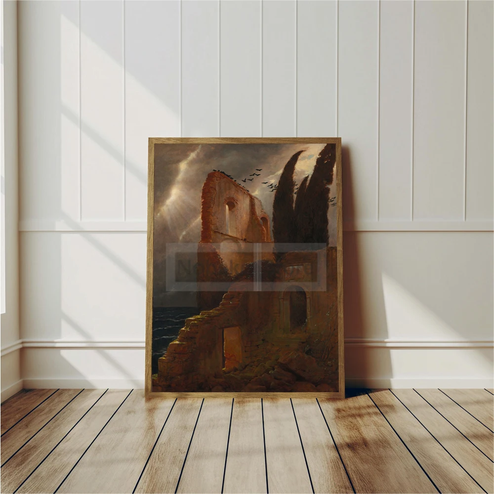 Swiss Symbolist Painter Arnold Bocklin Works Poster Island of the Dead Prints Canvas Painting Wall Art Pictures Home Room Decor
