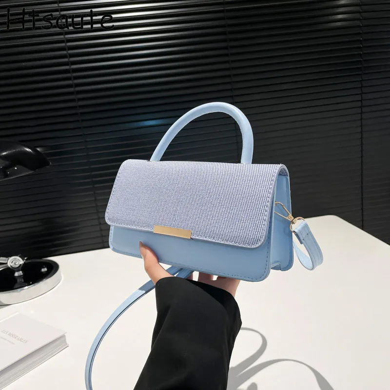 Women's PU Leather Mini Top-Handle Bags Simple Fashion Square Flap Luxury Brand Shoulder Handbag Mini Crossbody for Female