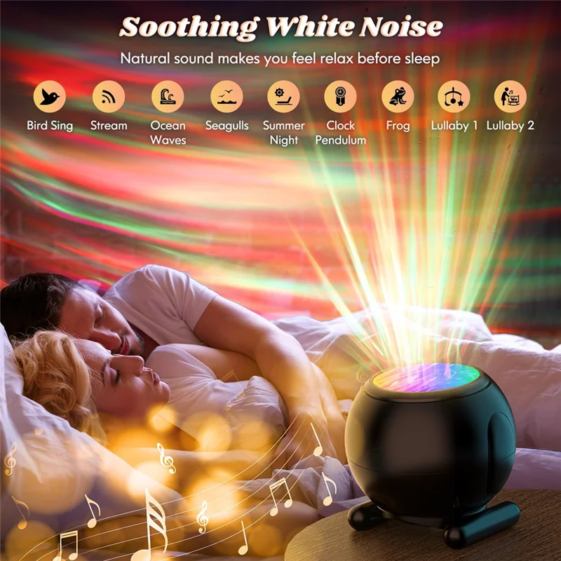 Diskon Besar-Proyektor Lampu Utara dengan Kebisingan Putih & Efek Remote Control-8, Lampu Kamar Tidur Galaxy Dapat Disesuaikan, Pengatur Waktu Bantuan Tidur