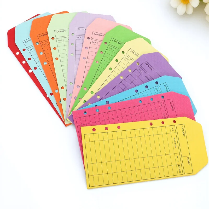 

12Pcs Color Kraft Paper Budget Binder Envelopes Cash Organizer Budget Planner Expense Sheets Cash Envelope Budgeting Envelope
